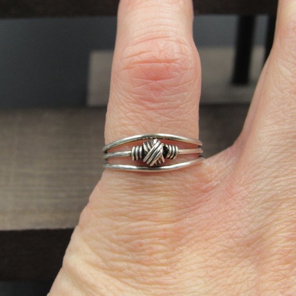 Size 5 Sterling Silver Wire Knot Toe Band Ring Vintage - Picture 3 of 8